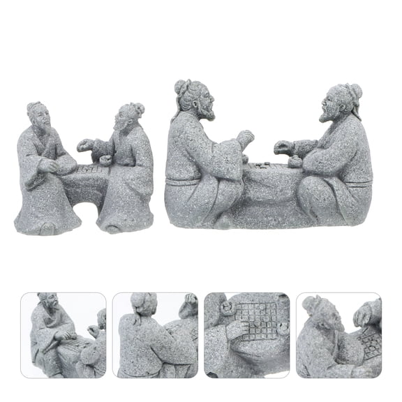 Moluckfu 2Pcs Grey Sandstone Home Ornament with Fine Workmanship for Succulent and Moss Landscape