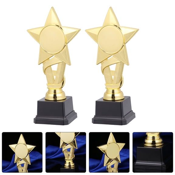 CATIEBYE Trophy Golden 2Set 8.1x4.1in Plastic for Party Game Prizes and Classroom Rewards