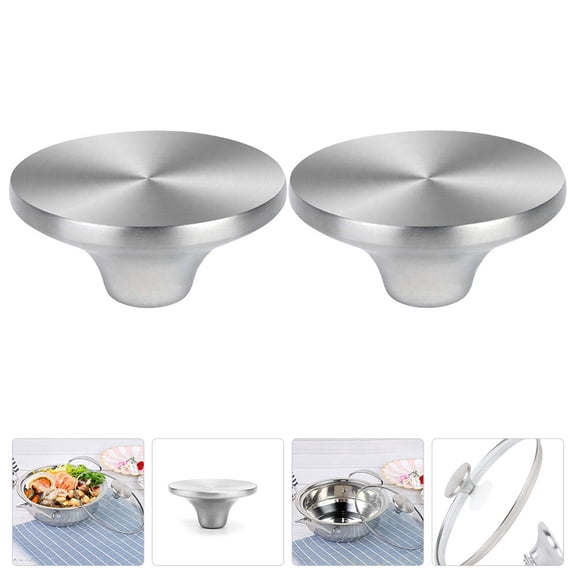 Squalise 2-Pack Stainless Steel Replacement Pot Lid Handles and Knobs, Covers for Cookware Accessories