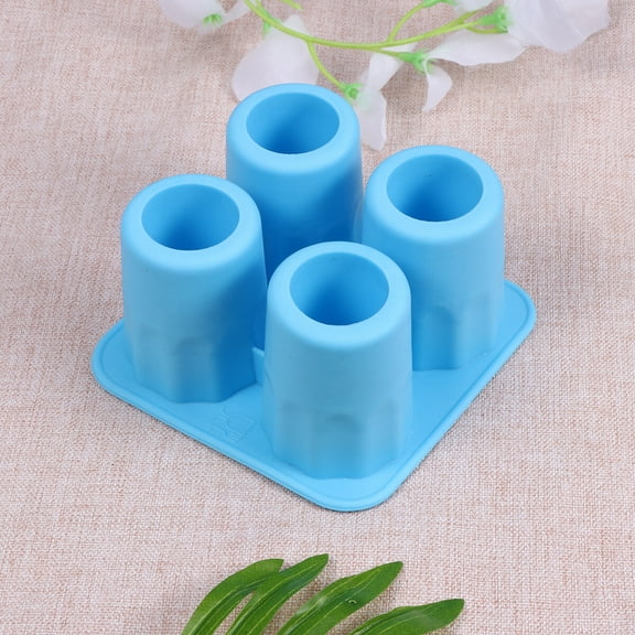 Squalise 4 Cup Shape Silicone Shooter Ice Cube Glass Mold Maker Summer Cool Ice Mould Ice Cube Tray (Blue)