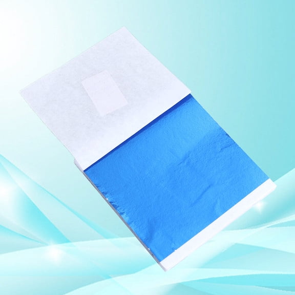 Squalise 50pcs 8x8.5cm Foil Paper Imitation Gold Leaf Sheets Shiny Gold Foil Craft Decoration Color Foil Paper for Clay Nails Paintings Statues Wall Furniture Decoration (Blue)