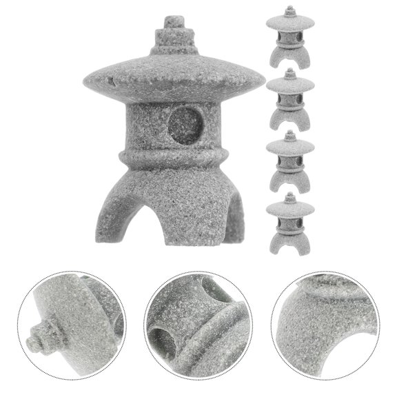 Moluckfu Fish Tank Decoration Dark Grey 5Pcs 1.2x1x1In