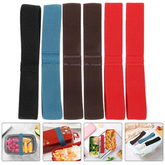Squalise 6Pcs Bento Box Straps Lunchbox Elastic Straps Nylon Bento Box Bands Elastic Lunchbox Straps
