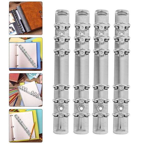 Moluckfu Convenient Binder Ring Loose Leaf Binder Clips Stainless Steel 6Pcs 7.07X0.79X0.79in