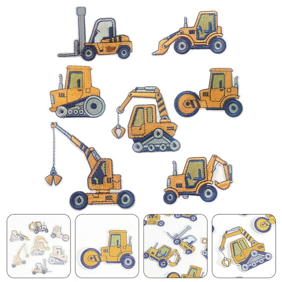 OUNONA 7pcs Engineering Car Embroidery Patches for Clothing Accessories