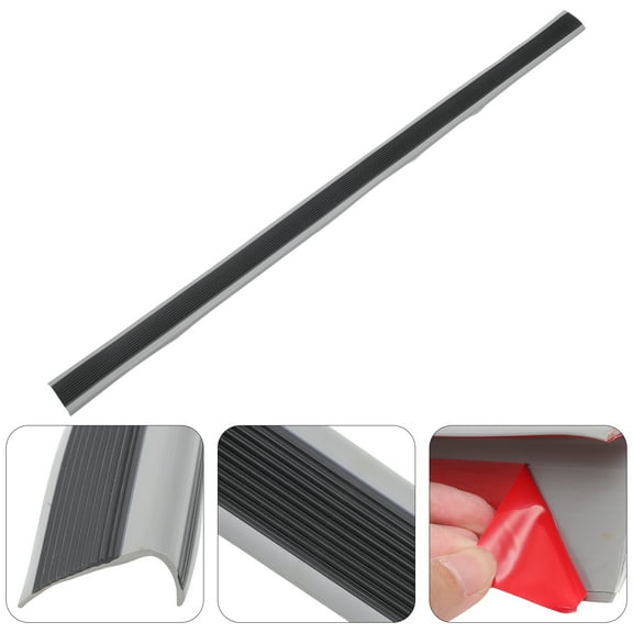 Moluckfu Pvc Black Gray Stair Edges Trim For Children And Elderly Anti Slip 1Pcs 40.2x2.8x0.9In