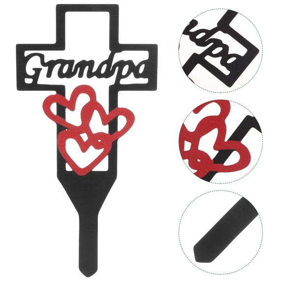 Squalise Metal Cemetery Cross Memorial Stake Garden Cross Stake for Grandpa Outdoor Grave Marker