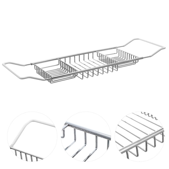 Squalise Extendable Bathroom Rack Versatile Bathtub Tray Stainless Steel Bath Tub Shelf