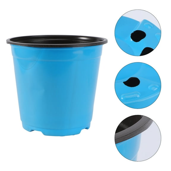 Squalise Round Bucket Thicken Plastic Flower Pots Tree Growing Bucket Garden Balcony Pot (Blue, 5 Gallons Capacity)