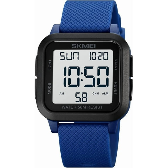 Squar Women's Men's Digital Watch Big Numbers Dial Multifunction Large Face Waterproof LED Watches