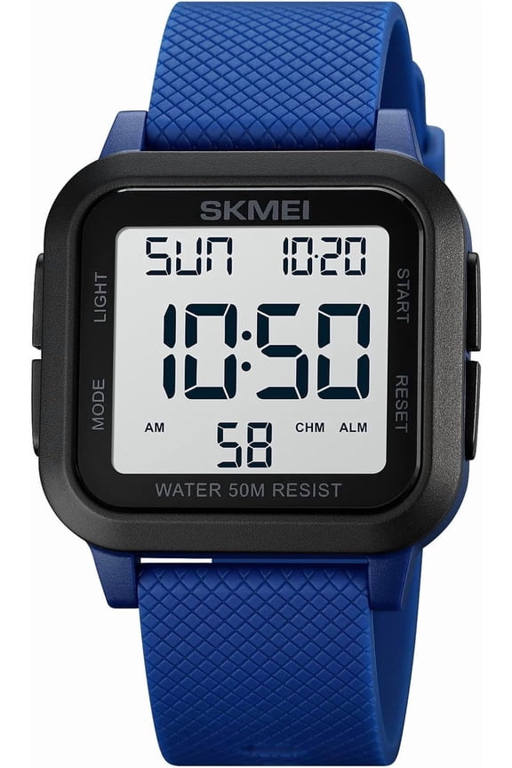 Squar Women's Men's Digital Watch Big Numbers Dial Multifunction Large Face Waterproof LED Watches