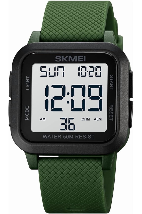 Squar Women's Men's Digital Watch Big Numbers Dial Multifunction Large Face Waterproof LED Watches