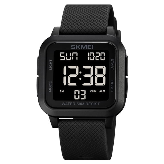 Squar Women's Men's Digital Watch Big Numbers Dial Multifunction Large Face Waterproof LED Watches