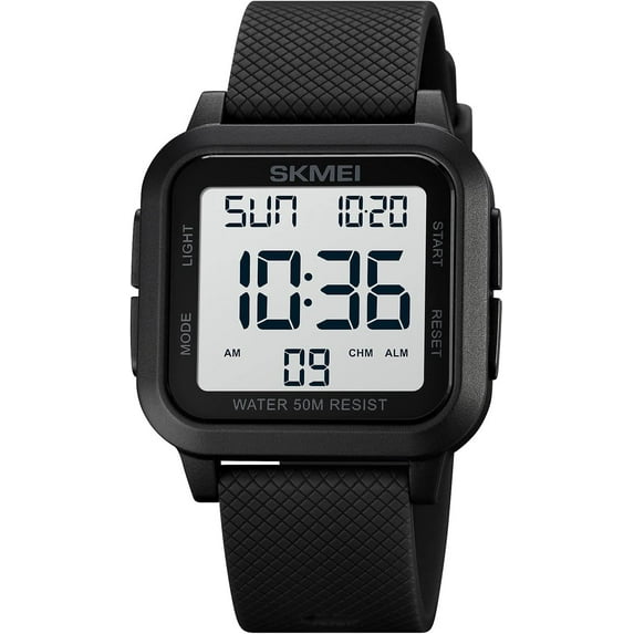 Squar Women's Men's Digital Watch Big Numbers Dial Multifunction Large Face Waterproof LED Watches