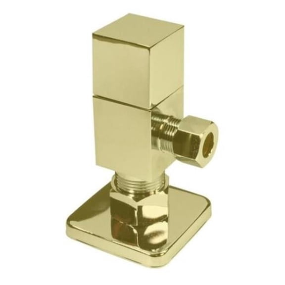 Square 0.25 Turn Angle Stop, Polished Brass
