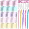 thumbnail image 1 of Square 100-Pack Dermaplane Razors for Women Face - Eyebrow Trimmer & Face Shaver, Exfoliating Facial Razor & Skin Care Tool for Smoother Skin, Includes Men & Women（5 Colors）, 1 of 7