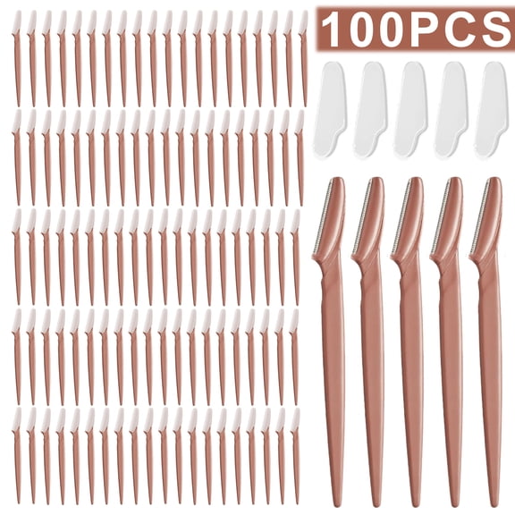 Square 100-Pack Dermaplane Razors for Women Face - Eyebrow Trimmer & Face Shaver, Exfoliating Facial Razor & Skin Care Tool for Smoother Skin, Includes Men & Women(Terracotta )