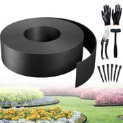 Square 100ft Black Plastic Landscape Edging Kit with 30 Anchoring Stakes - 5 Inch Tall Flexible Garden Border, Heavy-Duty UV Resistant Lawn Edging for Flower Beds & Yard Design