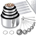 thumbnail image 1 of Square 13-Piece Stainless Steel Measuring Cups and Spoons Set, 5 Stainless Steel Measuring Cups,6 Stainless Steel Measuring Spoons &1 Measuring Stick Leveler &1 Mini Egg Whisk, kitchen tools for Cook, 1 of 6