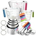 thumbnail image 1 of Square 14-Piece Measuring Cups and Spoons Set, Nesting Stainless Steel Measuring Cups Spoons with Plastic Measuring Cup for Dry and Liquid Ingredients, Kitchen Cooking & Baking Gadgets, 1 of 6