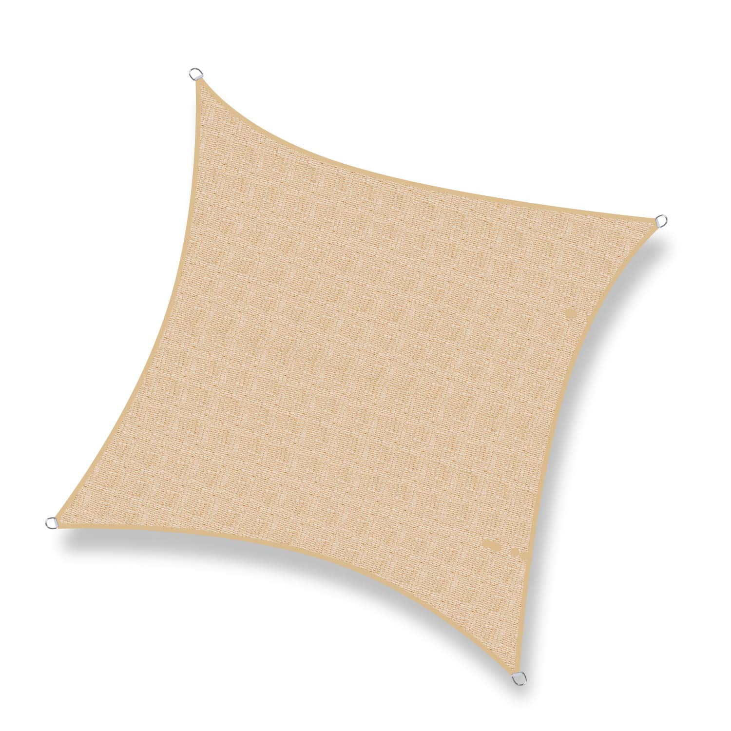 Beige 16' x 16' Square Sun Shade Sail with Stainless Steel D-Rings