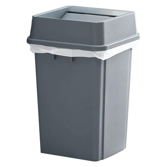 Square 19 Gallon Waste Bin with Swing Lid, Heavy-Duty Trash Can, Commercial Garbage Bin, Durable Waste Container, Recycling Bin, Plastic Wastebasket for Garage, Restaurants, Office, Kitchen