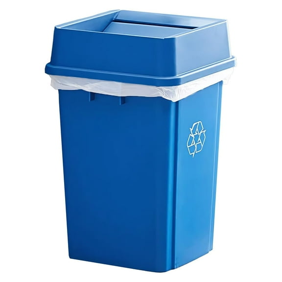 Square 19 Gallon Waste Bin with Swing Lid, Heavy-Duty Trash Can, Commercial Garbage Bin, Durable Waste Container, Recycling Bin, Plastic Wastebasket for Garage, Restaurants, Office, Kitchen