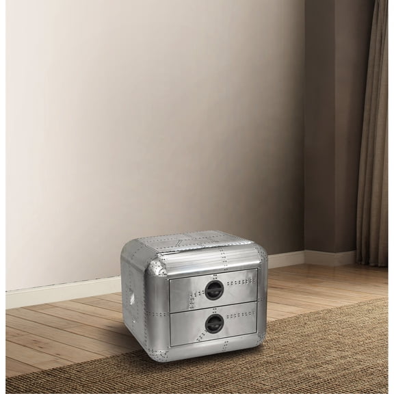 Square 2-Drawer Aluminum End Table | Provide Storage in Living Space, Hold Drinks and Books | Aluminum Material with Distinctive Finish | Solve Clutter in Compact Living Areas