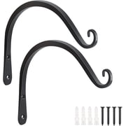 Square 2-Pack Heavy Duty 8-Inch Plant Hooks, Decorative Wall Mount Hangers for Outdoor Hanging Plants, Bird Feeders & Wind Chimes, Black