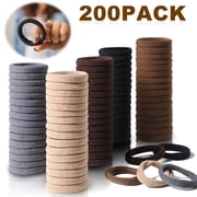 Square 200 Pcs Thick Seamless Brown Hair Ties, Ponytail Holders Hair Accessories No Damage for Thick Hair Natural Colors