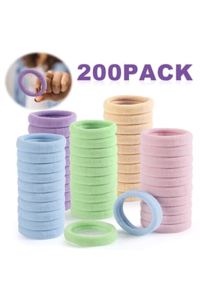 Square 200 Pcs Thick Seamless Spring Hair Ties, Ponytail Holders Hair Accessories No Damage for Thick Hair (Spring Colors)
