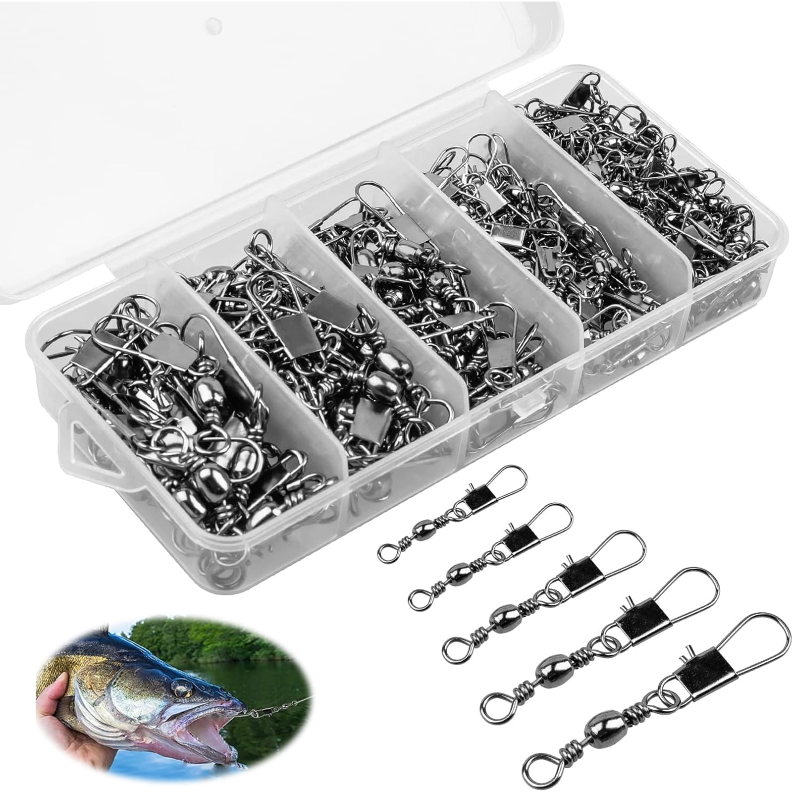 Square Enterprises, Fishing Swivels, #2#4#6#8#10, 200pcs in Organizer -  Walmart.com