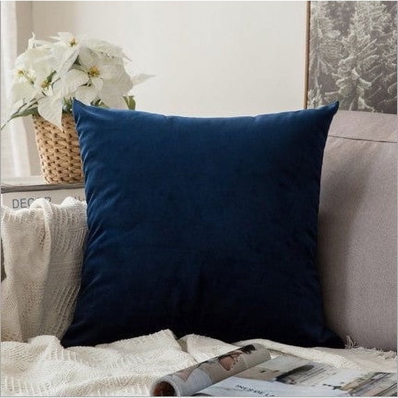 Square 22''x22'' Pack of 2 Velvet Solid Colors Pillow Covers (With or Without Inserts)