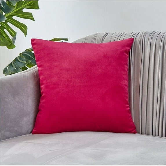 Square 22''x22'' Pack of 2 Velvet Solid Colors Pillow Covers (With or Without Inserts)