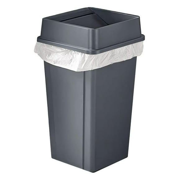 Square 25 Gallon Waste Bin with Swing Lid, Heavy-Duty Trash Can, Commercial Garbage Bin, Durable Waste Container, Recycling Bin, Plastic Wastebasket for Office, Kitchen, Garage, Restaurants