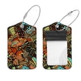 thumbnail image 1 of Square 2Pack PU Leather Abstract Halo Cruise Luggage Tag with Privacy Cover and Stainless Steel Ring - Suitable for Travel Handbags Backpacks Luggage Tags, 1 of 6