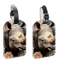 thumbnail image 1 of Square 2Pack PU Leather Abstract Rhinoceros Cruise Luggage Tag with Privacy Cover and Name ID Tag for Travel Handbags Backpacks Luggage Tags, 1 of 6