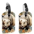 thumbnail image 1 of Square 2Pack PU Leather Abstract Rhinoceros Cruise Luggage Tag with Privacy Cover and Name ID Tag for Travel Handbags Backpacks Luggage Tags, 1 of 6