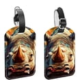 thumbnail image 1 of Square 2Pack PU Leather Abstract Rhinoceros Cruise Luggage Tag with Privacy Cover and Name ID Tag for Travel Handbags Backpacks Luggage Tags, 1 of 6