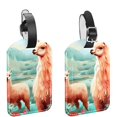 thumbnail image 1 of Square 2Pack PU Leather Alpaca Cruise Luggage Tag with Privacy Cover and Name ID Tag for Travel Handbags Backpacks Luggage Tags, 1 of 6