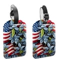 thumbnail image 1 of Square 2Pack PU Leather American Flag and Plants Cruise Luggage Tag with Privacy Cover and Name ID Tag for Travel Handbags Backpacks Luggage Tags, 1 of 6