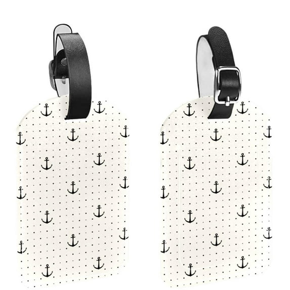Square 2Pack PU Leather Anchor Cruise Luggage Tag with Privacy Cover and Name ID Tag for Travel Handbags Backpacks Luggage Tags