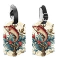 thumbnail image 1 of Square 2Pack PU Leather Anchor Fish Cruise Luggage Tag with Privacy Cover and Name ID Tag for Travel Handbags Backpacks Luggage Tags, 1 of 6