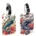 thumbnail image 1 of Square 2Pack PU Leather Anchor Fish Cruise Luggage Tag with Privacy Cover and Name ID Tag for Travel Handbags Backpacks Luggage Tags, 1 of 6