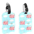 thumbnail image 1 of Square 2Pack PU Leather Angel Pig Pink Cloud Rainbow Cruise Luggage Tag with Privacy Cover and Name ID Tag for Travel Handbags Backpacks Luggage Tags, 1 of 6