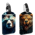 thumbnail image 1 of Square 2Pack PU Leather Bear Cruise Luggage Tag with Privacy Cover and Name ID Tag for Travel Handbags Backpacks Luggage Tags, 1 of 6