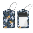 thumbnail image 1 of Square 2Pack PU Leather Bird Chinese Style Cruise Luggage Tag with Privacy Cover and Stainless Steel Ring - Suitable for Travel Handbags Backpacks Luggage Tags, 1 of 6