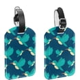 thumbnail image 1 of Square 2Pack PU Leather Blue Hummingbird Cruise Luggage Tag with Privacy Cover and Name ID Tag for Travel Handbags Backpacks Luggage Tags, 1 of 6