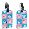 thumbnail image 1 of Square 2Pack PU Leather Blue and Pink Head Cow Cruise Luggage Tag with Privacy Cover and Name ID Tag for Travel Handbags Backpacks Luggage Tags, 1 of 6