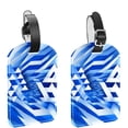thumbnail image 1 of Square 2Pack PU Leather Blue and White Geometry Cruise Luggage Tag with Privacy Cover and Name ID Tag for Travel Handbags Backpacks Luggage Tags, 1 of 6